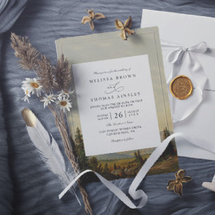 Invitation Forêt de pins Montagnes Rustique Mariage Code QR
