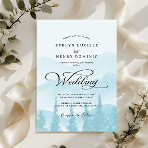 Invitation Forêt de pins neigeux Montagnes Mariage d'hiver