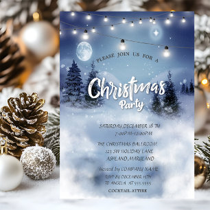Invitation Forêt de pins,Paysage,Lumières Fête de Noël