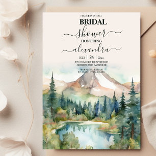 Invitation Forêt de pins rustique thème aquarelle mariage