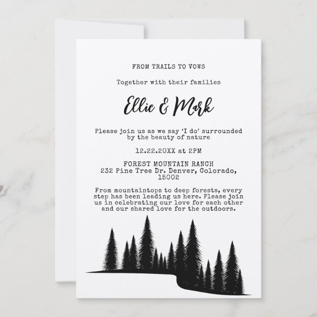 Invitation Forêt de pins rustiques Mariage extérieur (Devant)