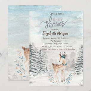 Invitation Forêt de rennes bébé Neige Baby Shower