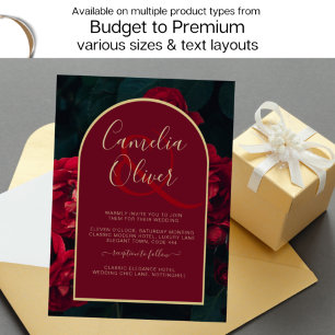 Invitation Forêt de roses rouges profondes Mariage d'hiver ve