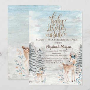 Invitation Forêt de sapins bébé renne Baby Shower