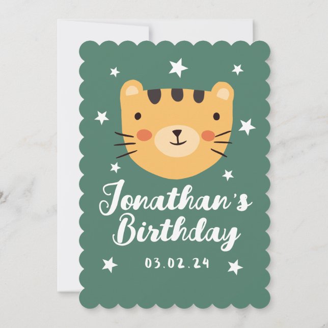 Invitation Forêt de tigre mignonne simple avec animaux Annive (Dos)