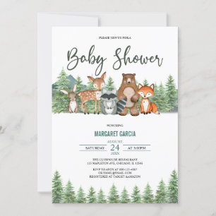 Invitation Forêt de verdure Baby shower des animaux de bois