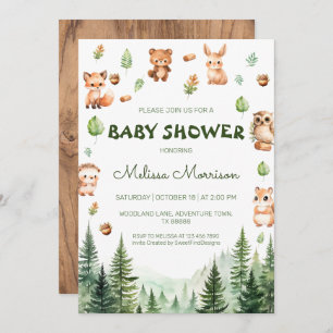 Invitation Forêt de verdure Woodland Amis baby shower Boho