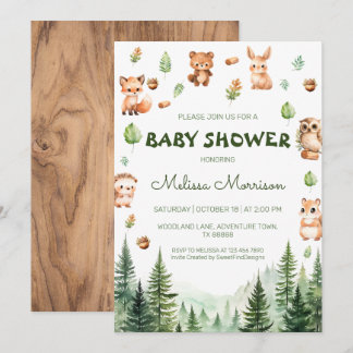 Invitation Forêt de verdure Woodland Amis baby shower Boho
