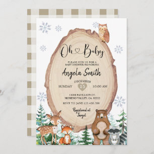 Invitation Forêt d'hiver Baby shower forestier rustique