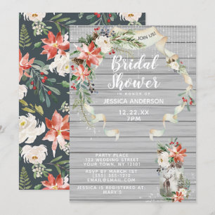 Invitation Forêt d'hiver blanc rustique Fête des mariées flor
