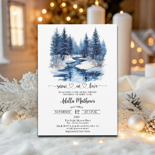 Invitation Forêt d'hiver Fête des mariées élégante