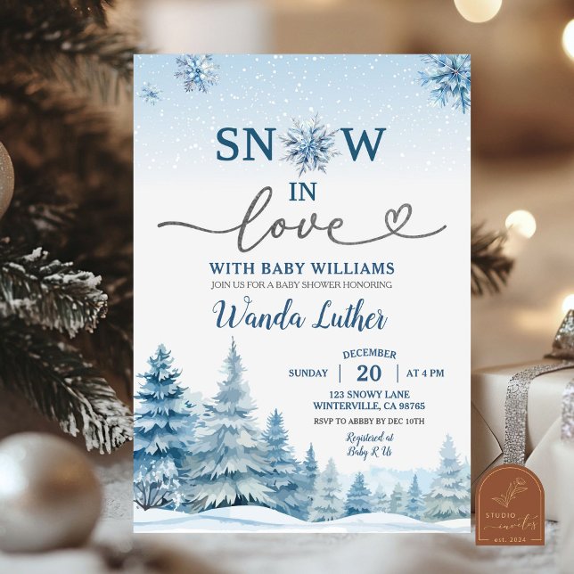 Invitation Forêt d'hiver Neige en amour Baby shower (Créateur téléchargé)