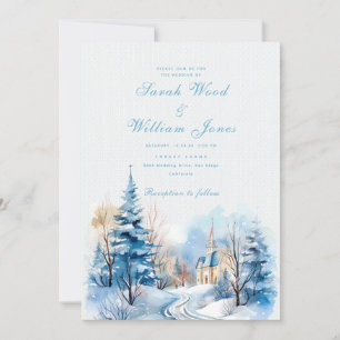 Invitation Forêt d'hiver romantique et mariage de l'église Ma