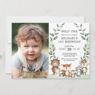 Invitation Forêt douce Animaux La verdure Anniversaire