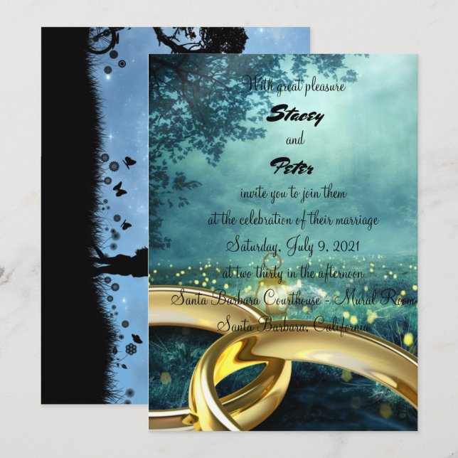 Invitation forêt éclairée et anneaux de Golding (Devant / Derrière)