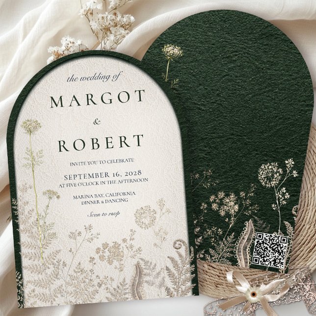Invitation Forêt émeraude et Arche de dentelle d'ivoire Maria (Créateur téléchargé)