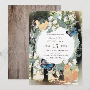 Invitation Forêt enchantée Animaux de forêt 1er anniversaire