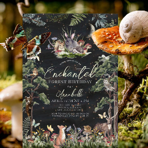 Invitation Forêt enchantée Animaux de forêt Anniversaire