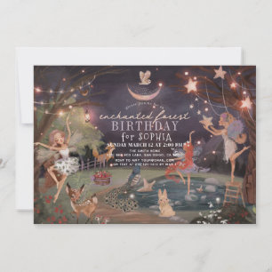 Invitation Forêt Enchantée Animaux de forêt Fées Anniversaire