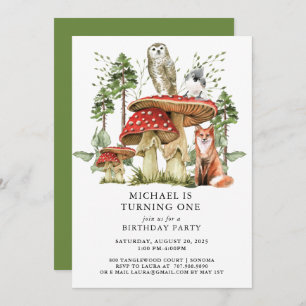 Invitation Forêt Enchantée Bois Bois Premier anniversaire