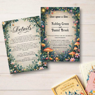 Invitation Forêt enchantée Bois Floral Fairytale Mariage