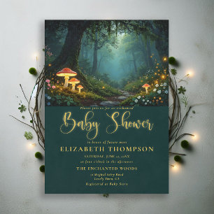 Invitation Forêt Enchantée Champignons Fleurs Sauvages Baby S