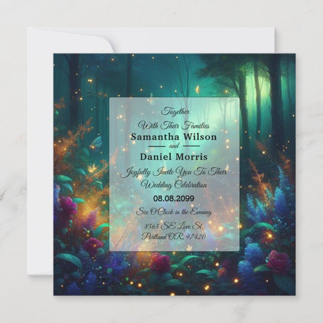 Invitation Forêt enchantée de bijoux radiants Mariage (Devant)