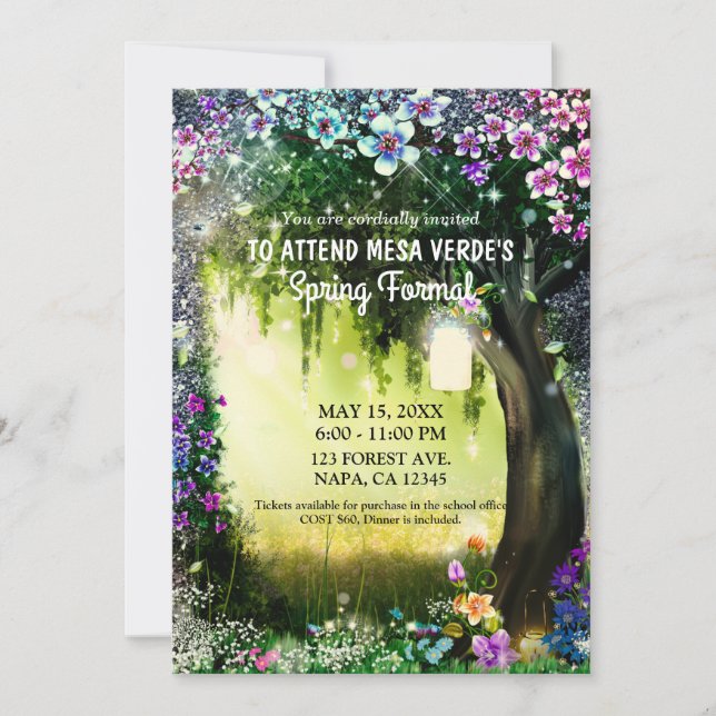 Invitation Forêt Enchantée de Bois Fantastique Promenade Lumi (Devant)