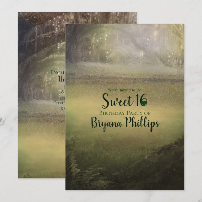 Invitation Forêt Enchantée de Lumières Envoûtantes Fête Douce (Devant / Derrière)