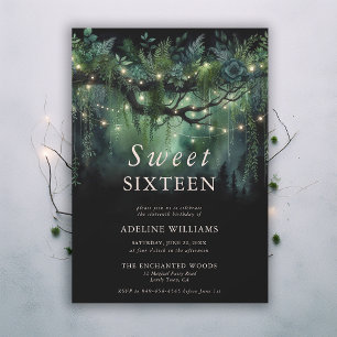 Invitation Forêt enchantée Émeraude Florale Fée Douce 16