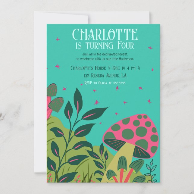 Invitation Forêt enchantée et champignons Fairytale Garden (Devant)