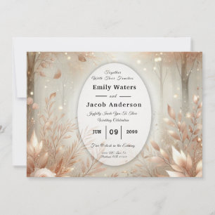 Invitation Forêt Enchantée Mariage Rose Bois Doré