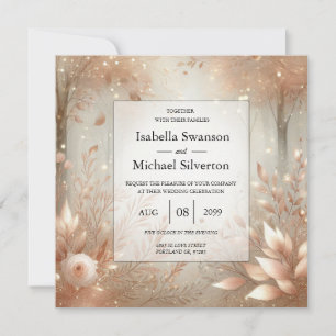 Invitation Forêt Enchantée Mariage Rose de Bois Doré