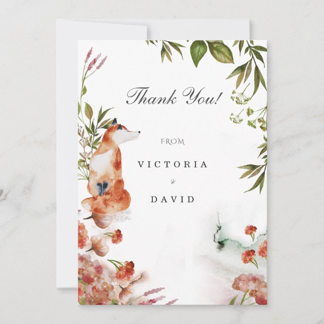 Invitation Forêt enchantée Renard Loup Cerf Mariage Merci (Devant)