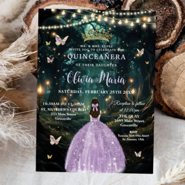 Invitation Forêt enchantée Robe Lilac violet Quinceañera (Créateur téléchargé)