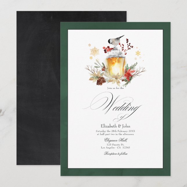 Invitation Forêt enchantée Rustique Noël Mariage (Devant / Derrière)