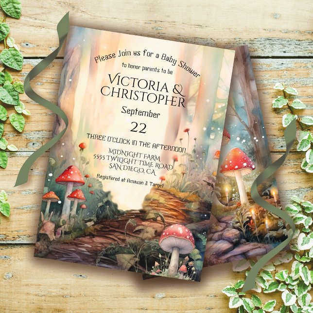 Invitation Forêt enchantée Toadstool Baby shower champignon (Créateur téléchargé)