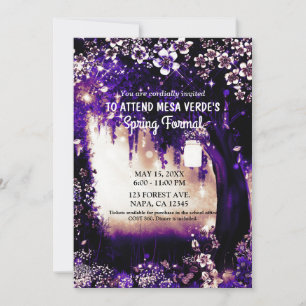 Invitation Forêt Enchantée Violette d'Été de Bois Fantastique