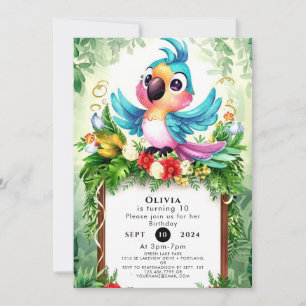 Invitation Forêt Enfants Parrot Anniversaire