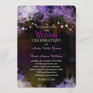 Invitation Forêt étoilée Mariage pourpre