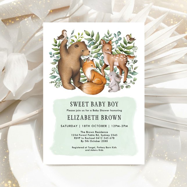 Invitation Forêt Fable Bois Animaux Bois Baby shower (Créateur téléchargé)
