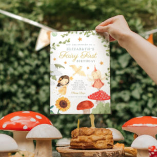 Invitation forêt Fée Premier anniversaire Champignons Woodlan