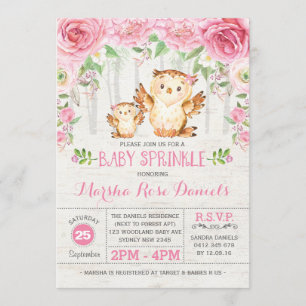 Invitation Forêt florale rose d'invitation de douche de bébé