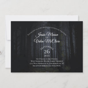 Invitation Forêt foncée Gothique Élégant Mariage Woods Nature