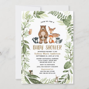 Invitation Forêt forestière Amis verdure Baby shower Boho