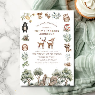 Invitation Forêt forestière Animaux Couples Baby shower