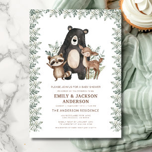 Invitation Forêt forestière Animaux Couples Baby shower
