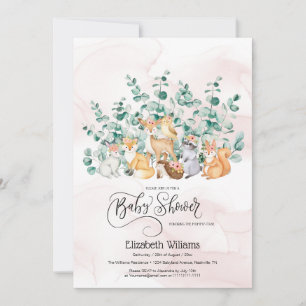 Invitation Forêt forestière Végétation Baby shower Animaux sa