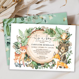 Invitation Forêt forestière Végétation Baby shower Animaux sa
