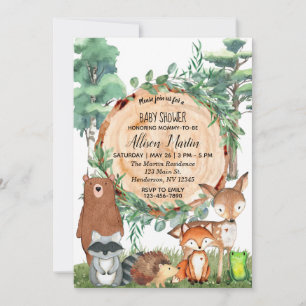 Invitation Forêt forestière Végétation Baby shower Animaux sa